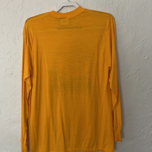 Long sleeve vintage, Reese Stae T-shirt in yellow w/ orange imprint, size large - Picture 6 of 7